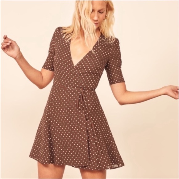 Reformation Dresses & Skirts - Reformation Lucky Polka Dot Mini Wrap Dress